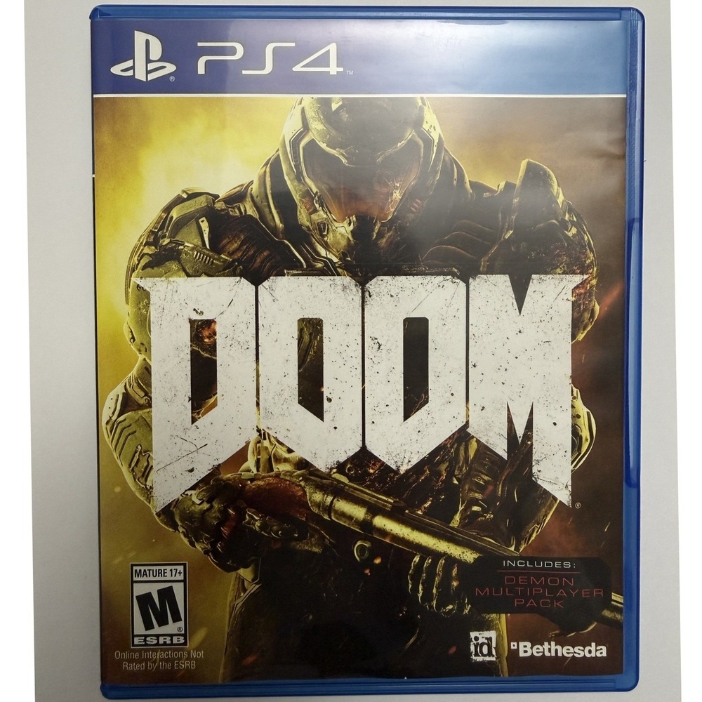 DOOM (Sony PlayStation 4, 2016) Complete CIB Case Disc Inserts Reversible Cover